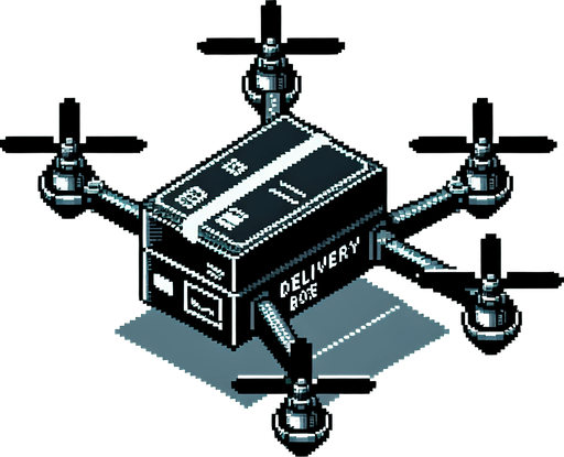 Delivery drone.
lateral view. retro gaming style