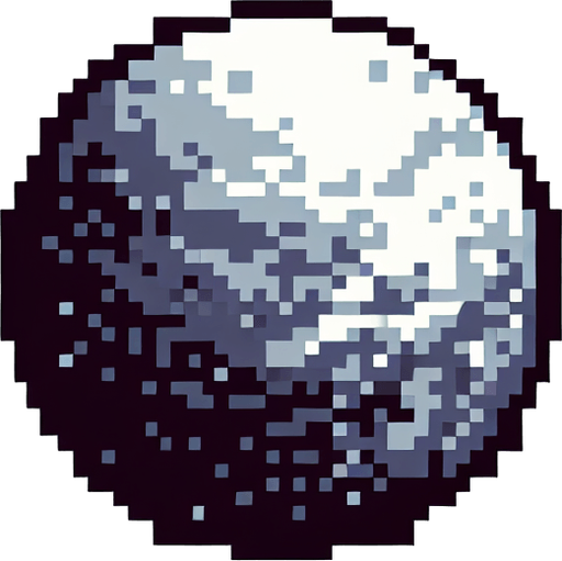 pixel art of a planet.
Single Game Texture. In-Game asset. 2d. Blank background. High contrast. No shadows.