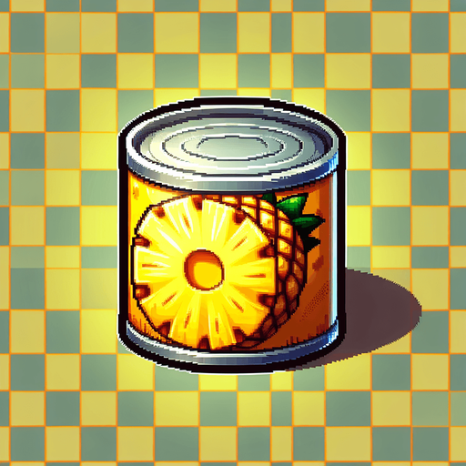 Delicious slice of (canned) pineapple with peel and center removed..
Single Game Texture. In-Game asset. 2d. Blank background. High contrast. No shadows.