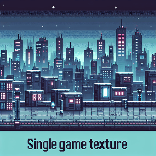 Design a minimalistic, pixelated background for a cyberpunk AI city, focusing on a futuristic yet understated aesthetic to ensure it doesn't overshadow game elements.. pixelated. 8 bit..
Single Game Texture. In-Game asset. 2d. Blank background. High contrast. No shadows.