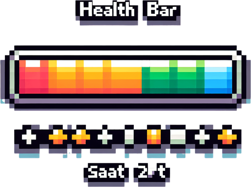 Pixel art  health bar.
Single Game Texture. In-Game asset. 2d. Blank background. High contrast. No shadows.