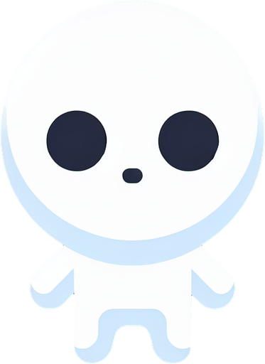 cartoon white dot with eyes (just black dots)..
Single Game Texture. In-Game asset. 2d. Blank background. High contrast. No shadows.