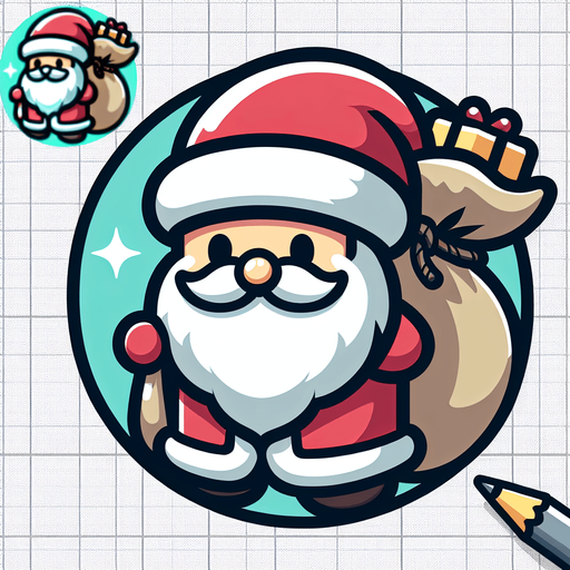 Circular Santa, with gifts on his back. Cartoon. Single Game Texture. In-Game asset. 2d. Blank background. High contrast. No shadows.