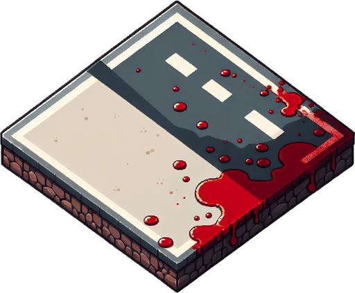 The background is half a road with blood.
Single Game Texture. In-Game asset. 2d. Blank background. High contrast. No shadows.