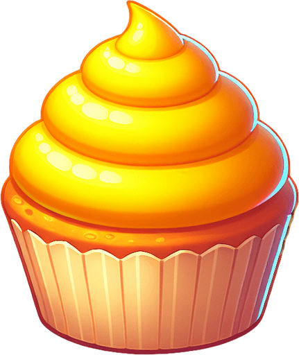 Lemon cupcake yellow Single Game Texture. In-Game asset. 2d. Blank background. High contrast. No shadows. Single Game Texture. In-Game asset. 2d. Blank background. High contrast. No shadows.