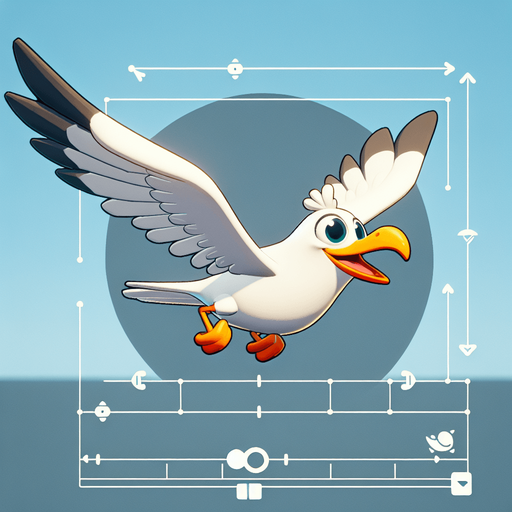 Create a cartoon-style illustration of a flying seagull. The goal is to capture a lively and playful character. Front perspective.
Single Game Texture. In-Game asset. 2d. Blank background. High contrast. No shadows.