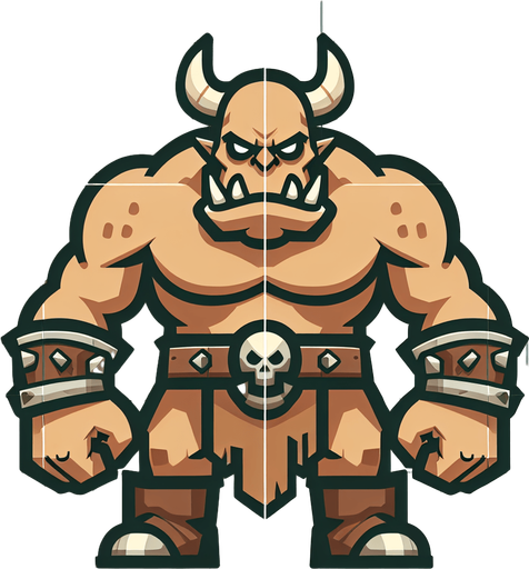 méchant orc beige..
Single Game Texture. In-Game asset. 2d. Blank background. High contrast. No shadows.