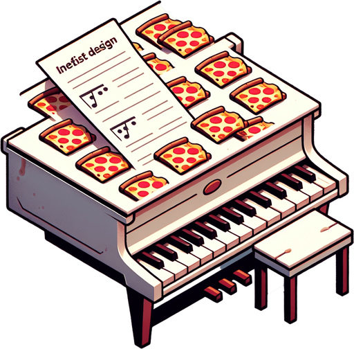 pizza piano keys.
Single Game Texture. In-Game asset. 2d. Blank background. High contrast. No shadows.