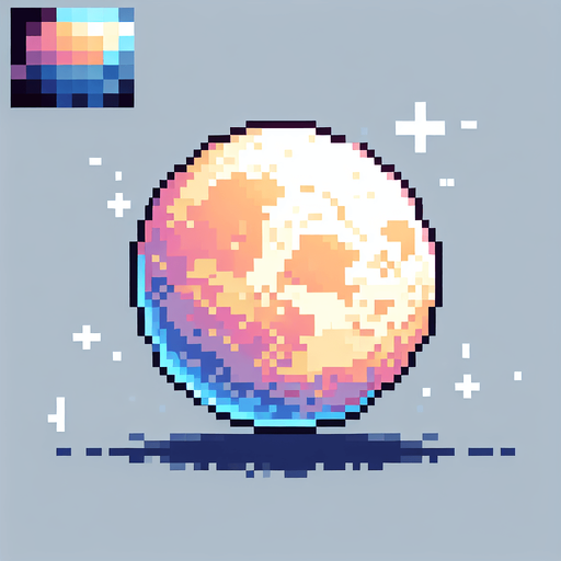 pixelart. a beautiful moon..
Single Game Texture. In-Game asset. 2d. Blank background. High contrast. No shadows.