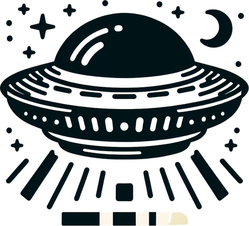 Ufo.
Single Game Texture. In-Game asset. 2d. Blank background. High contrast. No shadows.