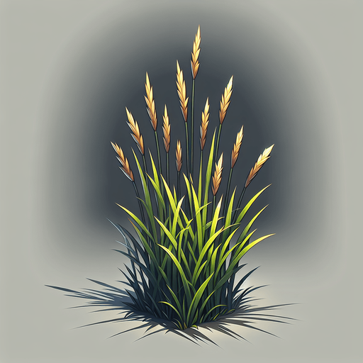 a tall thin bunch of grass.
Single Game Texture. In-Game asset. 2d. Blank background.  No shadows.