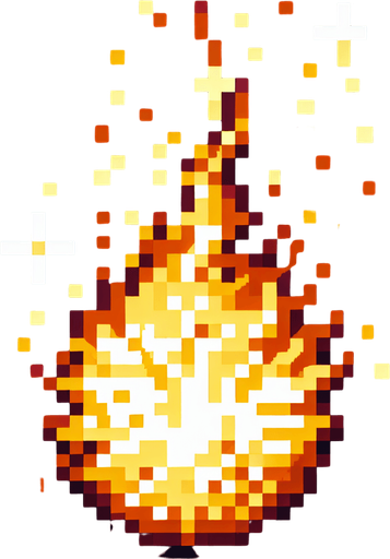 pixel art flame particle.
Single Game Texture. In-Game asset. 2d. Blank background. High contrast. No shadows.