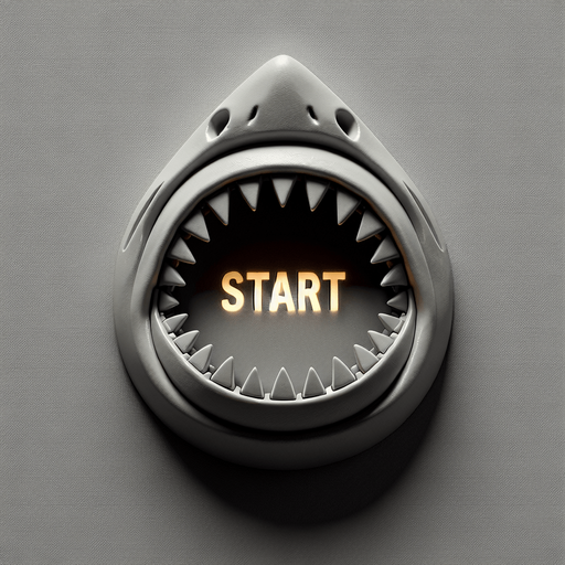 Start button in the shape of a shark mouth.