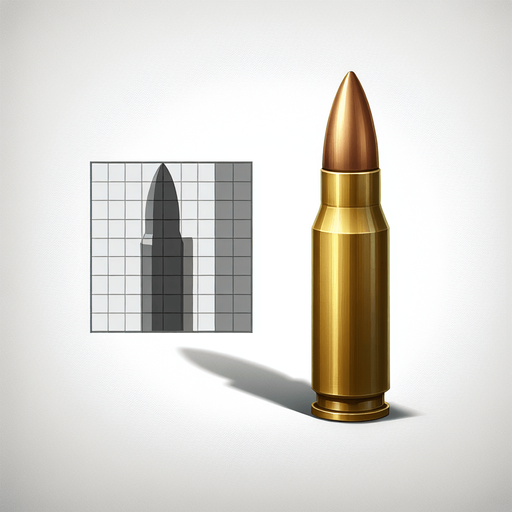 A bullet.
Single Game Texture. In-Game asset. 2d. Blank background. High contrast. No shadows.