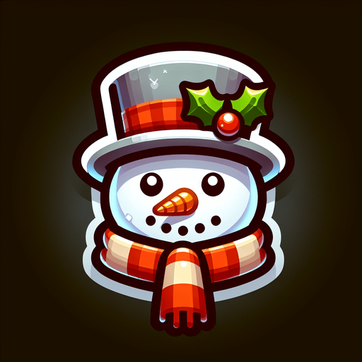 Cartoon Christmas snow man head.
Single Game Texture. In-Game asset. 2d. Blank background. High contrast. No shadows.