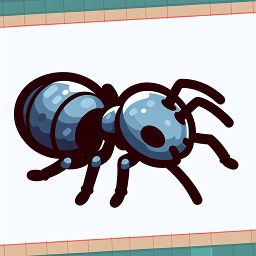 ant.
Single Game Texture. In-Game asset. 2d. Blank background. High contrast. No shadows.