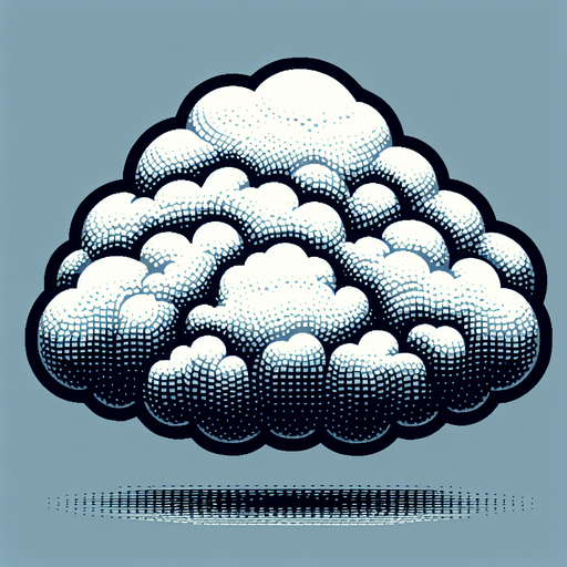 A simple cloud. Single Game Texture. In-Game asset. 2d. Blank background. High contrast. No shadows.