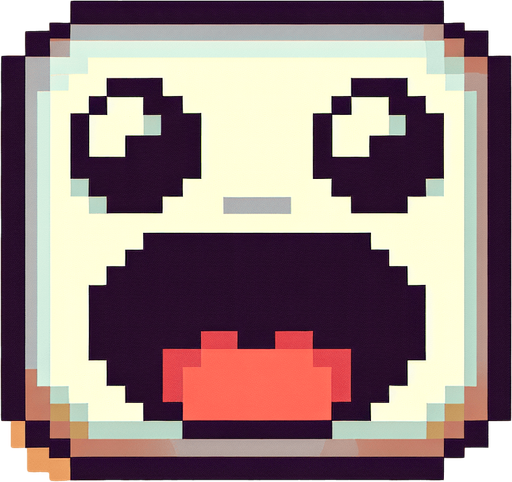 cute hungry chatbot character head. mouth wide open to eat information. pixelated. 8 bit..
Single Game Texture. In-Game asset. 2d. Blank background. High contrast. No shadows.