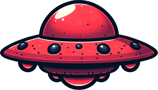 Red ufo.
Single Game Texture. In-Game asset. 2d. Blank background. High contrast. No shadows.