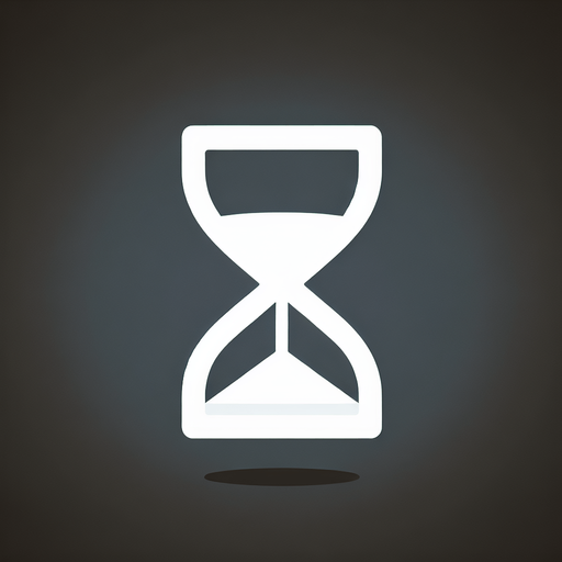 Hourglass icon white.
Single Game Texture. In-Game asset. 2d. Blank background. High contrast. No shadows.