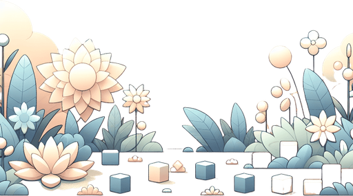 Background for relaxing puzzle game. Pastel colors, flat shaded, vector art. Flowers. Blocks. Relaxing. Clouds
Single Game Texture. In-Game asset. 2d. Blank background. High contrast. No shadows.