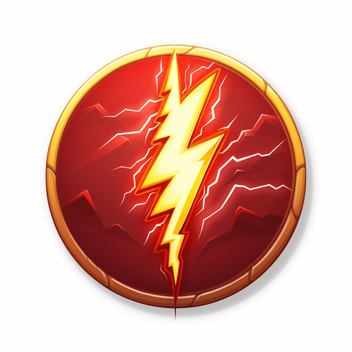 Round powerup. Lightning icon pointing up.
Single Game Texture. In-Game asset. 2d. Pixelart. White background. Blank background. Low detail. High contrast.