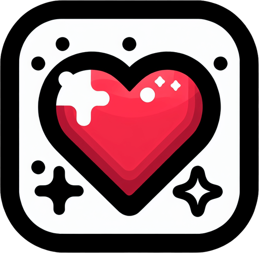 heart icon.
Single Game Texture. In-Game asset. 2d. Blank background. High contrast. No shadows.