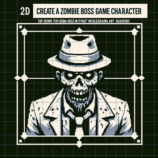 2d top down zombie boss.
Single Game Texture. In-Game asset. 2d. no background. High contrast. No shadows.