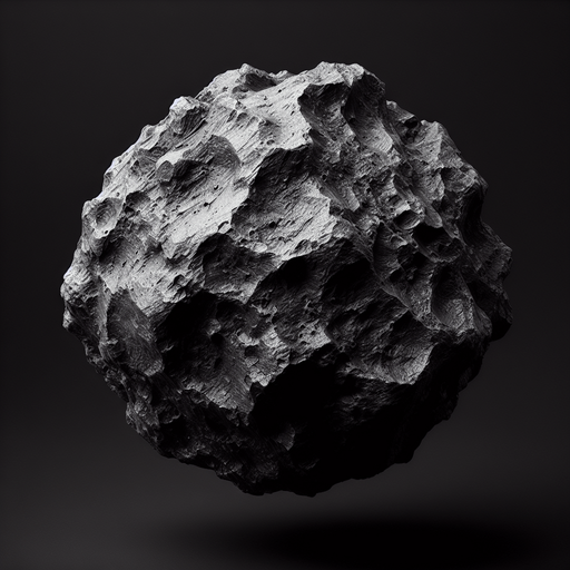 meteorite.
Single Game Texture. In-Game asset. 2d. Blank background. High contrast. No shadows.