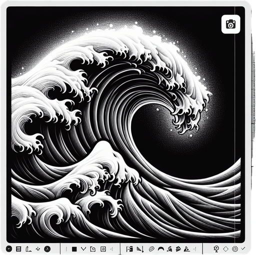 cresting wave.
Single Game Texture. In-Game asset. 2d. Blank background. High contrast. No shadows.