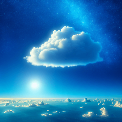 cloud in bright blue sky.