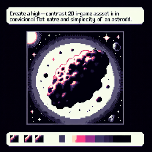 астероид. 8-bit.
Single Game Texture. In-Game asset. 2d. High contrast. No shadows.