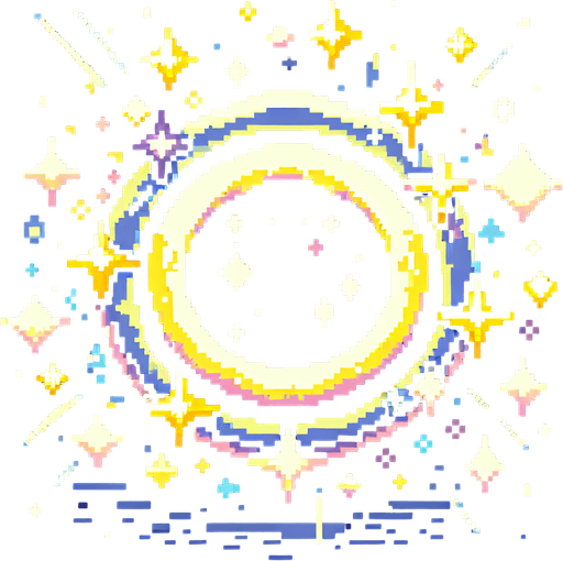 In game comic sparkles, a circle ring of stars and sparkles ✨ pixel art, pale yellow, action lines.
Single Game Texture. In-Game asset. 2d. Blank background. High contrast. No shadows.