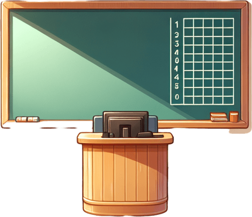 A clean, warm and welcoming classroom in a school, facing the blackboard..
Single Game Texture. In-Game asset. 2d. Blank background. High contrast. No shadows.