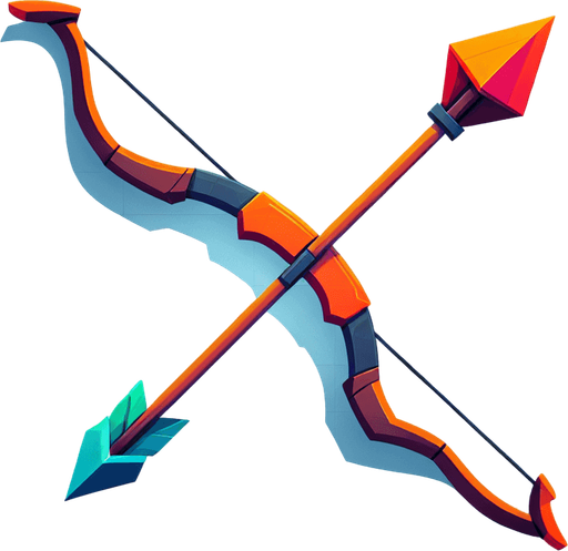 a cartoon archers bow viewed from the side
Single Game Texture. In-Game asset. 2d. Blank background. High contrast. No shadows.