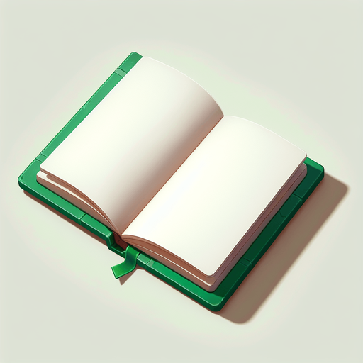 Green Notebook.
Single Game Texture. In-Game asset. 2d. Blank background. High contrast. No shadows.