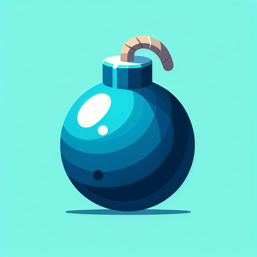 blue bomb.
Single Game Texture. In-Game asset. 2d. Blank background. High contrast. No shadows.