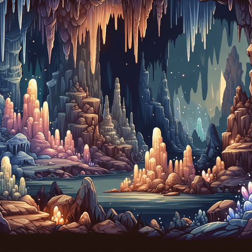 Mystic cavern.
Single Game Texture. In-Game asset. 2d. Blank background. High contrast. No shadows.