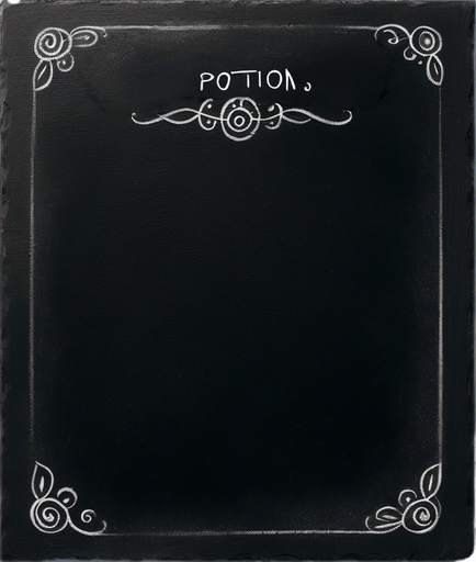 Text "POTION" handwritten in chalk