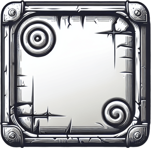 a button with a scroll on it.
Single Game Texture. In-Game asset. 2d. Blank background. High contrast. No shadows.