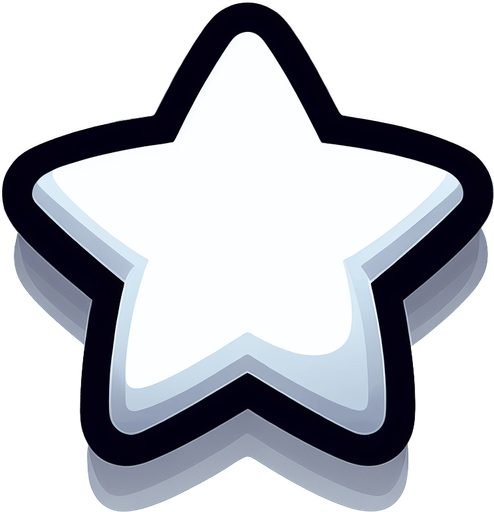 Cartoon, white star. Single Game Texture. In-Game asset. 2d. Blank background. High contrast. No shadows..
Single Game Texture. In-Game asset. 2d. Blank background. High contrast. No shadows.