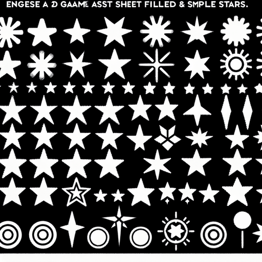 Simple stars sprite sheet..
Single Game Texture. In-Game asset. 2d. Blank background. High contrast. No shadows.