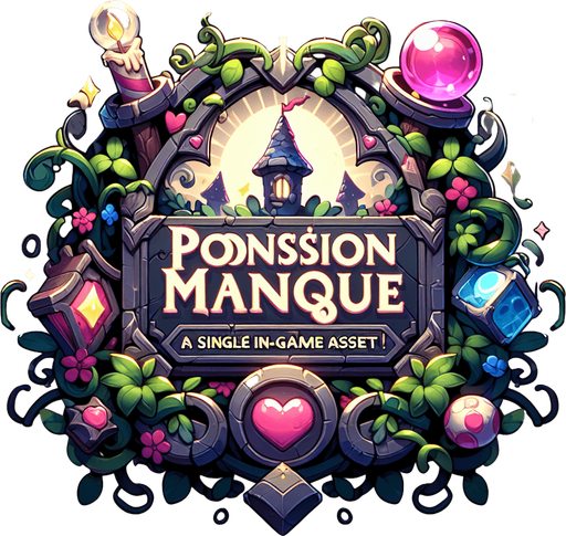 ponssion magique.
Single Game Texture. In-Game asset. 2d. Blank background. High contrast. No shadows.