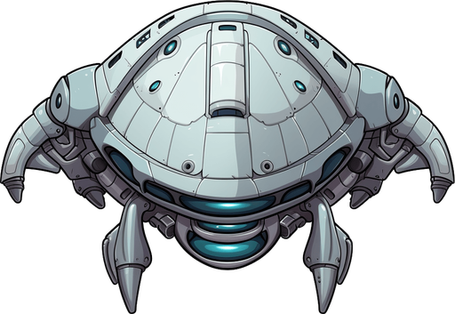 single alien enemy spaceship facing down, looking like space alien adopted to living in space.
Game Texture. In-Game asset. 2d. Pixelart. White background. Blank background. Low detail. High contrast.