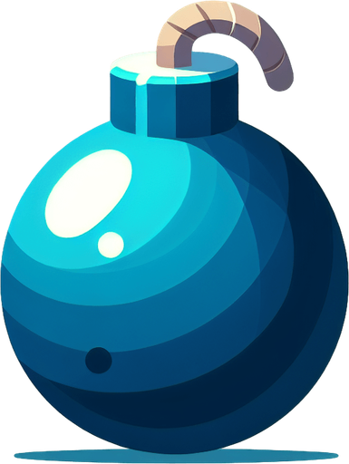 blue bomb.
Single Game Texture. In-Game asset. 2d. Blank background. High contrast. No shadows.