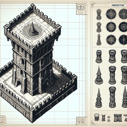 a medieval style stone tower. top down view. Single Game Texture. In-Game asset. 2d. Blank background. High contrast. No shadows.