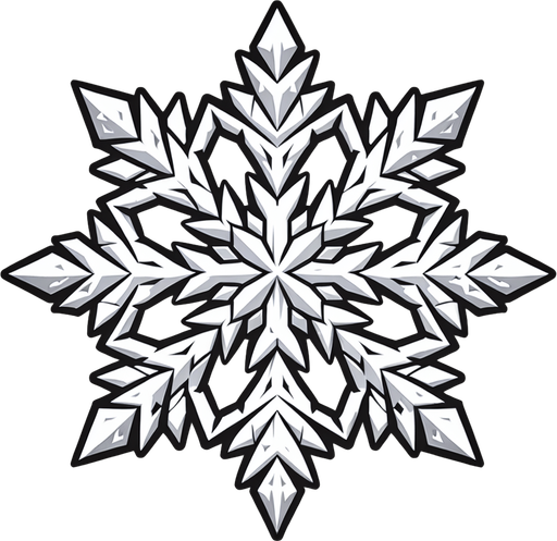 a single white snowflake Single Game Texture. In-Game asset. 2d. Blank background. High contrast. No shadows.