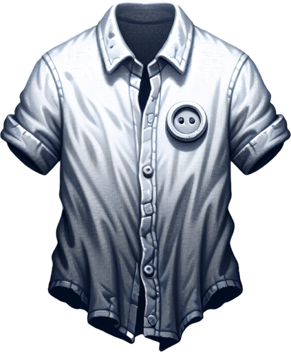 a fading shirt on a button.
Single Game Texture. In-Game asset. 2d. Blank background. High contrast. No shadows.