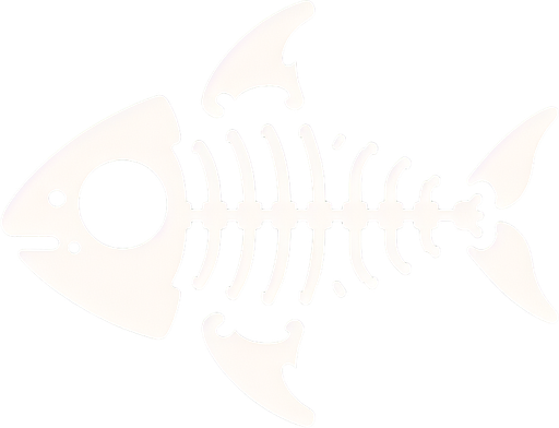 Very minimalist skeleton of a fish with a fin and cute shark head...
2d. Black background. High contrast. No shadows.