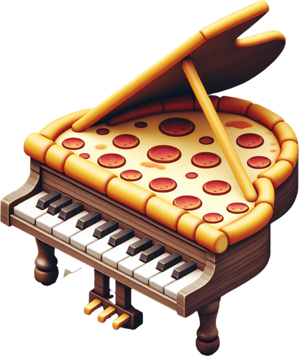 pizza piano keys.
Single Game Texture. In-Game asset. 2d. Blank background. High contrast. No shadows.